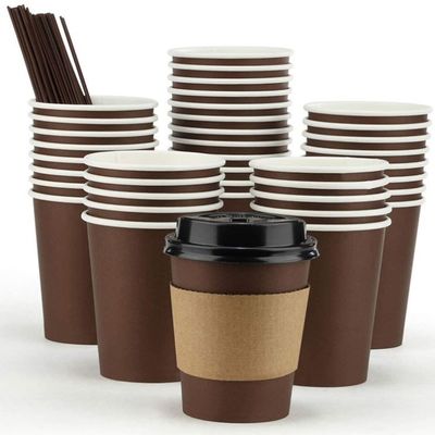 Tek Kullanımlık Çift Katmanlı Kağıt Kahve Kapaklı Kahve Fincanı Paket Servis Kağıt Kahve Fincanları