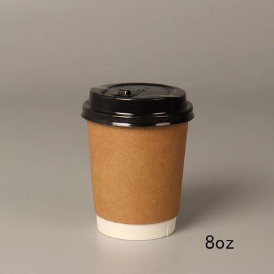 8oz 14oz 16oz Siyah PP Kapaklı Tek Kullanımlık Kağıt Sıcak/Soğuk Kahve Fincanları