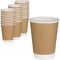 Çift Duvar PE Baskı 14 Oz Sıcak Kahve Tek Kullanımlık Bardak Kaplama Kahverengi Bardak