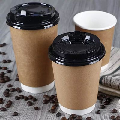 Özelleştirilmiş Take Away Sıcak Kahve Tek Kullanımlık Kağıt Bardaklar Çift Duvar 380ml
