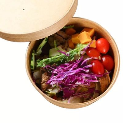 Tek Kullanımlık Paket Servis Kraft Kağıt Salata Kasesi Fast Food Öğle Yemeği 350ml