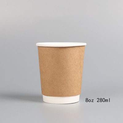 Çeşitli Kapasiteler Biyobozunur Tek Kullanımlık Çift Duvar Kraft Kağıt Kahve Fincanları