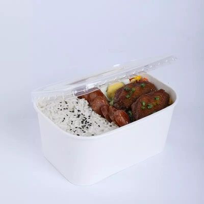 Salata Tek Kullanımlık Kapaklı Dikdörtgen Kağıt Kase