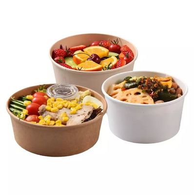 Gıda Ambalajı İçin Kapaklı 1300ml Kağıt Büyük Tek Kullanımlık Salata Kasesi