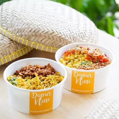 Özel Baskılı Go Salata Erişte Paket Servis El Sanatları Kağıt Kaseler Tek Kullanımlık 16 Oz