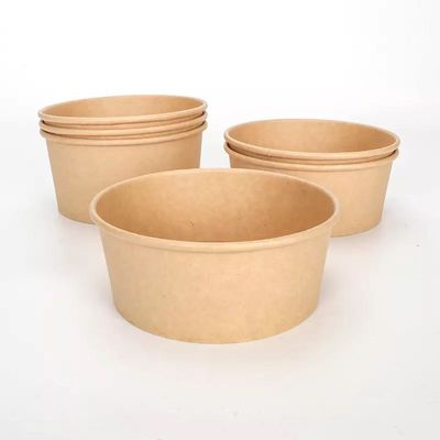 Suya Dayanıklı Gıda Sınıfı Kraft Kağıt Kase 25oz Tek Kullanımlık Kahverengi Paket Servisi 750ML
