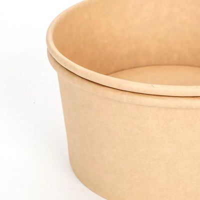 Suya Dayanıklı Gıda Sınıfı Kraft Kağıt Kase 25oz Tek Kullanımlık Kahverengi Paket Servisi 750ML