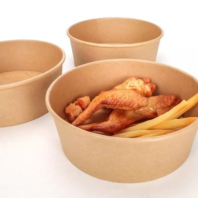 Suya Dayanıklı Gıda Sınıfı Kraft Kağıt Kase 25oz Tek Kullanımlık Kahverengi Paket Servisi 750ML