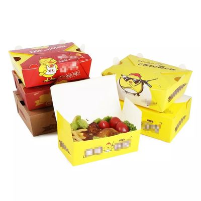 Snack Fries Kızarmış Paket Öğle Yemeği Özel Kağıt Kutusu Tek Kullanımlık Yağlı Pe Kaplama