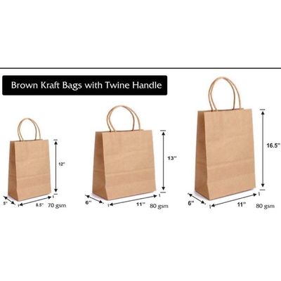 Alışveriş Paketleme için UV Kaplama Geri Dönüştürülebilir 125 Gram Kraft Kağıt Torbalar