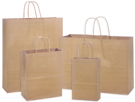 Alışveriş Paketleme için UV Kaplama Geri Dönüştürülebilir 125 Gram Kraft Kağıt Torbalar